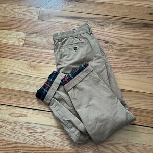 Men's Tan Pants with Plaid Lining